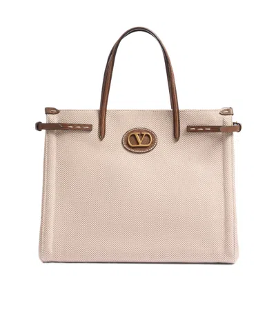 Valentino Garavani Medium Magnetic Buckle Shoulder Bag In Nude