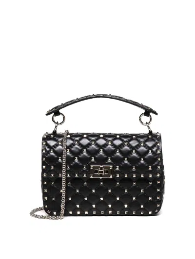 Valentino Garavani Medium Nappa Rockstud Spike Bag In Black