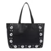 Valentino Nellcôte Medium Shopping Bag In Garnet Calfskin In Black