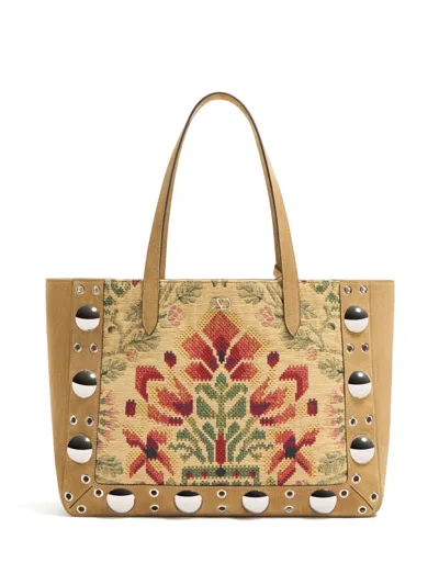 Valentino Garavani Medium Nellcôte Tote Bag In Neutral