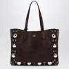 Valentino Medium Nellcôte Tote In Dark Brown Suede