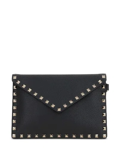 Valentino Garavani Valentino Medium Pouch Handbag With Rockstud Detail In Black
