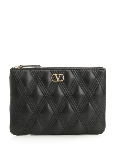 Valentino Garavani Medium Quiltie 67 Clutch Bag In Black