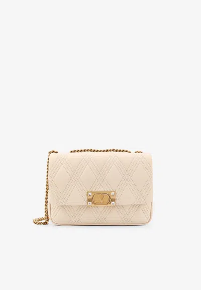 Valentino Garavani Medium Quiltie 67 Leather Shoulder Bag In Ivory