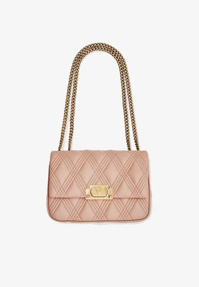 Valentino Garavani Medium Quiltie 67 Leather Shoulder Bag In Pink