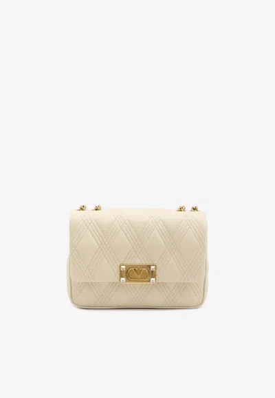 Valentino Garavani Medium Quiltie 67 Shoulder Bag In Cream
