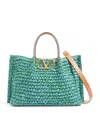 Valentino Structured Raffia Tote Bag With Adjustable Strap In Green
