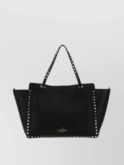 Valentino Garavani Medium Rockstud Leather Shoulder Bag In Black