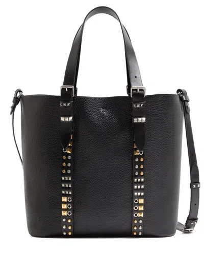 Valentino Garavani Valentino Medium Rockstud Pebbled Tote Bag In Black
