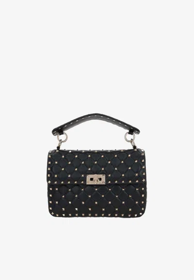 Valentino Garavani Medium Rockstud Spike Leather Crossbody Bag In Blue