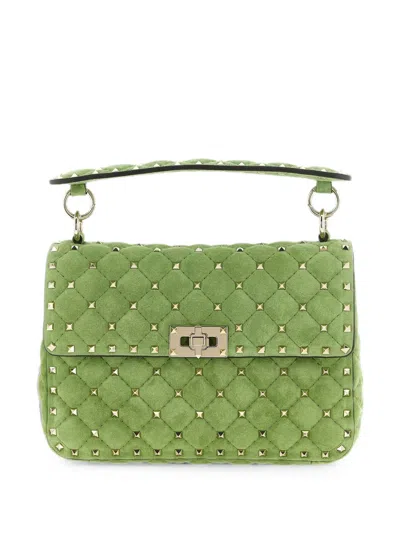 Valentino Garavani Medium Rockstud Spike Quilted Tote Bag In Green