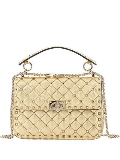 Valentino Garavani Medium Rockstud Spike Shoulder Bag In Neutral