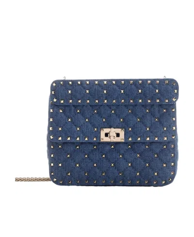 Valentino Garavani Medium Rockstud Spike Shoulder Bag In Blue