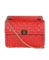 Valentino Medium Rockstud Spike Shoulder Bag In Red