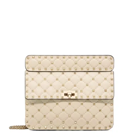 Valentino Garavani Medium Rockstud Spike Top-handle Bag In Ivory