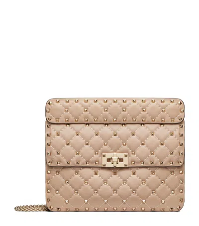 Valentino Garavani Medium Rockstud Spike Shoulder Bag In Neutrals