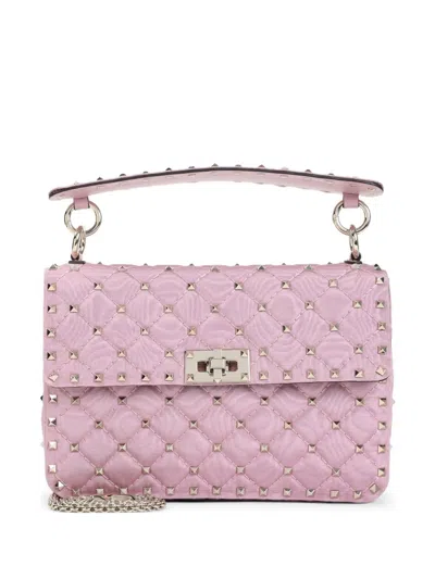 Valentino Garavani Rhododendron Pink Leather Medium Shoulder Bag In Brown