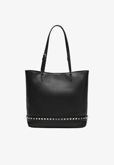 Valentino Garavani Medium Rockstud Tote Bag In Black