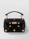 Valentino Garavani Black Nappa Leather Medium Roman Stud Handbag