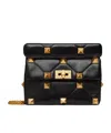Valentino Medium Roman Stud Chain-link Shoulder Bag In Black