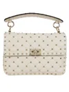 Valentino Rockstud Spike Medium Leather Shoulder Bag In White