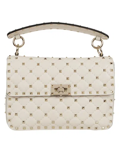 Valentino Garavani Valentino Rockstud Spike Medium Leather Shoulder Bag In Neutral