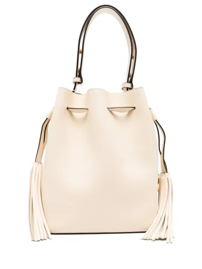 Valentino Garavani Valentino Medium Tassel Logo Bucket Bag In Nude