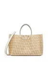 Valentino Medium Toile Iconographe Raffia Tote Bag In Neutrals