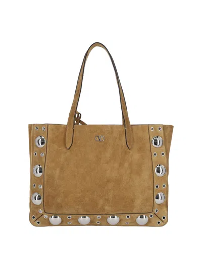 Valentino Garavani Medium Tote Bag "nellcôte" In Brown