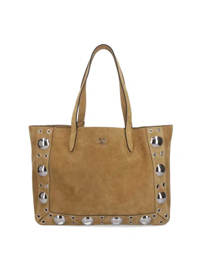 Valentino Garavani Medium Tote Bag "nellcôte" In Beige
