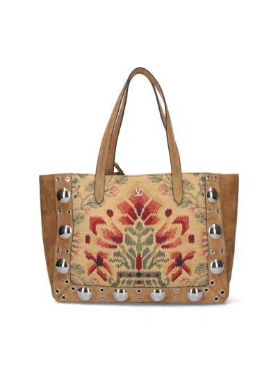 Valentino Garavani Medium Tote Bag "nellcôte" In Brown
