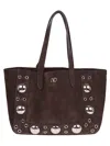 Valentino Garavani Medium Brown Leather Tote With Ball Studs And Eyelet Details