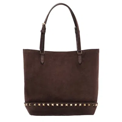 Valentino Garavani Valentino Medium Tote  Rockstud In Brown