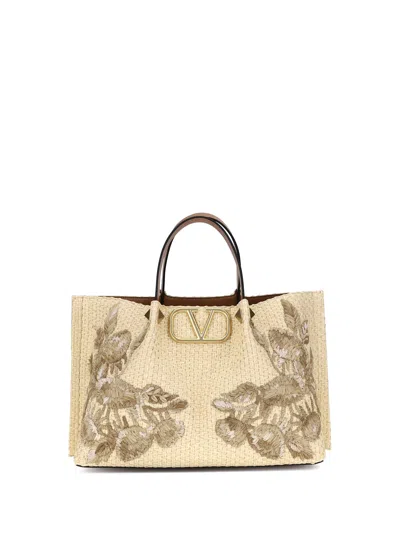 Valentino Garavani Medium Tote Vlogo Signature Tote Raf In Brown