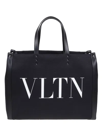 Valentino Garavani Medium Vltn Ecolab Tote Bag In Black/white