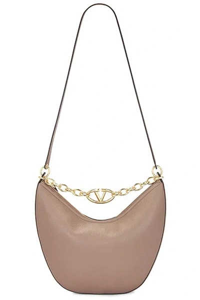 Valentino Garavani Medium V Logo Moon Hobo Bag In White