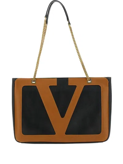 Valentino Garavani Medium Viva Superstar Leather Tote Bag In Black