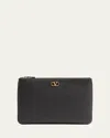 Valentino Garavani Medium Vlogo Leather Flat Pouch Bag In Nero