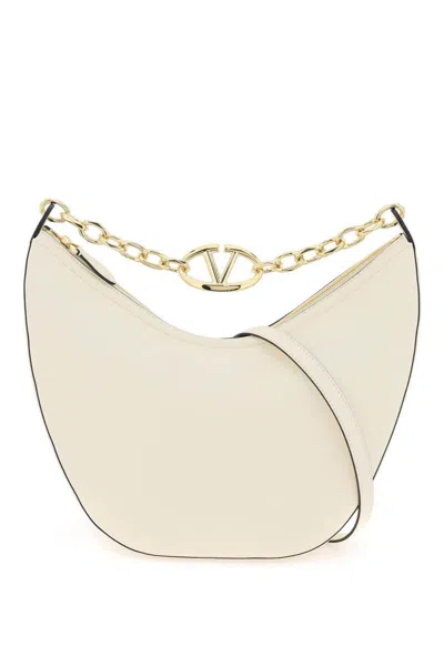 Valentino Garavani Medium Vlogo Moon Hobo Bag In White