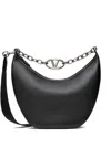 Valentino Garavani Vlogo Moon Medium Grainy Calfskin Hobo Bag With Chain In Black