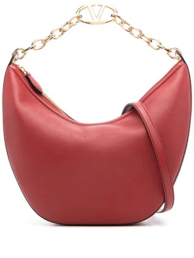 Valentino Garavani Medium Vlogo Moon Shoulder Bag In Red