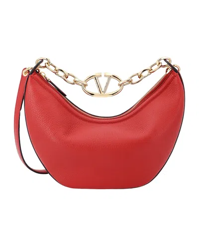 Valentino Garavani Medium Vlogo Moon Shoulder Bag In Red