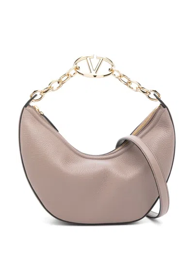Valentino Garavani Medium Vlogo Moon Leather Shoulder Bag In Grey
