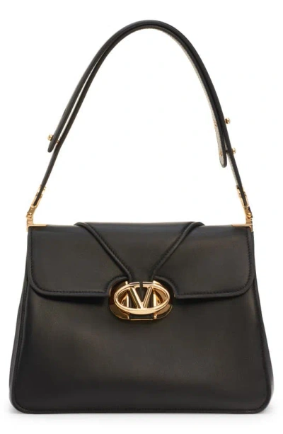 Valentino Garavani Medium Vlogo O'clock Leather Shoulder Bag In Black
