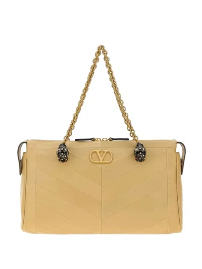 Valentino Garavani Medium Vlogo Signature Quilted Tote Bag In Brown