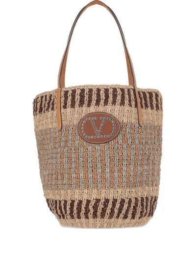 Valentino Garavani Medium Vlogo Signature Shoulder Bag In Brown