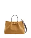 Valentino Garavani  Garavani Medium Suede Shopping Bag With Sheepskin Lining Woman Havana B In Brown