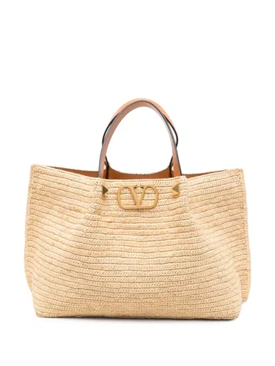 Valentino Garavani Medium Vlogo-plaque Tote Bag In Red