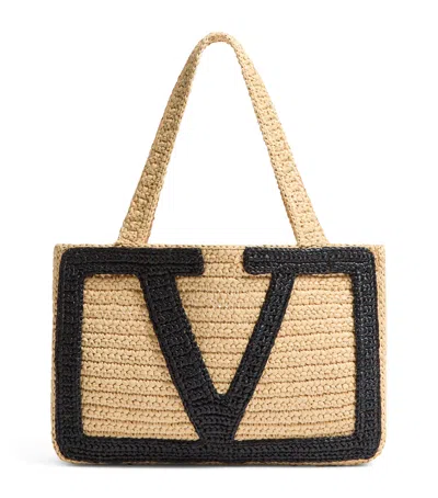 Valentino Garavani Medium Woven Viva Superstar Tote Bag In Sand