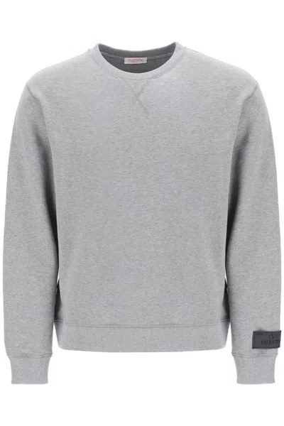 Valentino Melange Cotton Sweatshirt In Grey